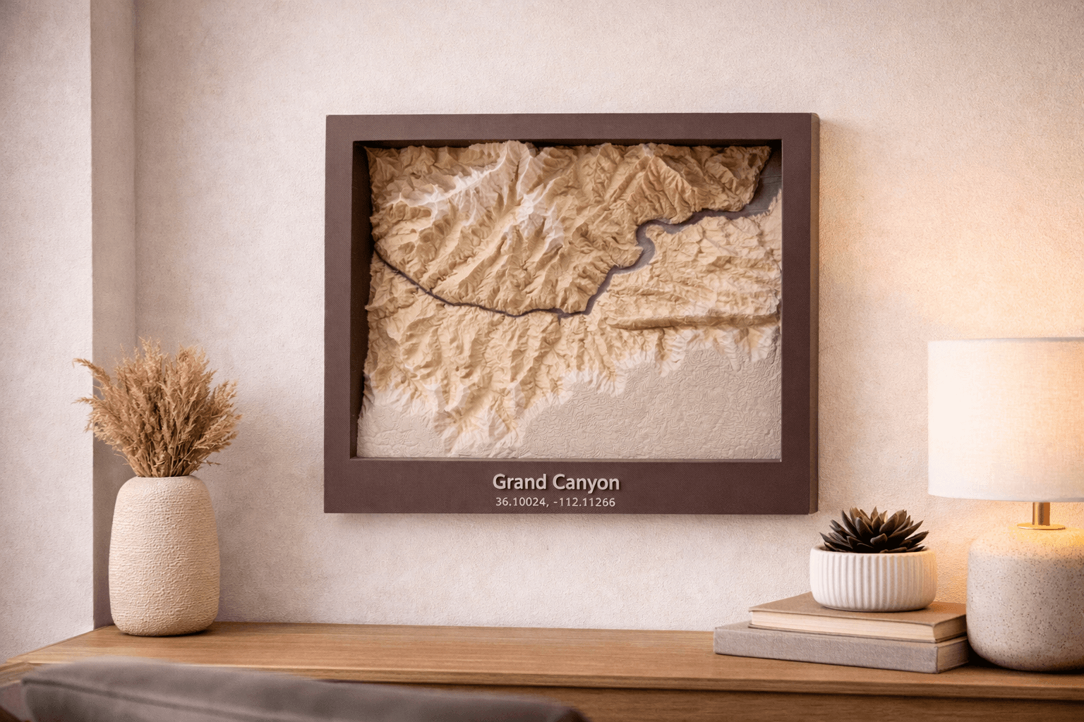 Finished map model displayed in a home setting, ready to enjoy